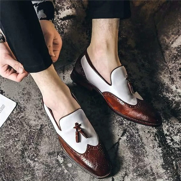 Fashion Men Leather Pointed Buckle Shoes