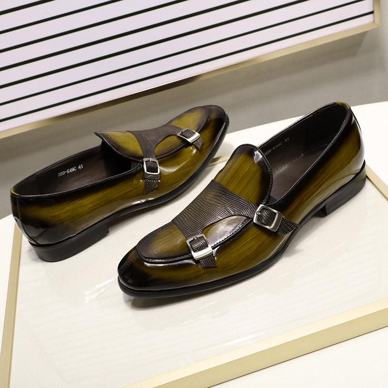 FASHION PATENT LEATHER MONK STRAP MEN'S LOAFER SHOES