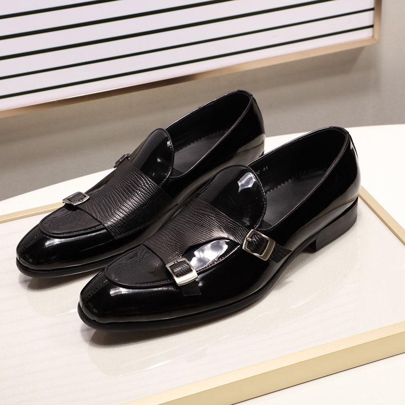 FASHION PATENT LEATHER MONK STRAP MEN'S LOAFER SHOES