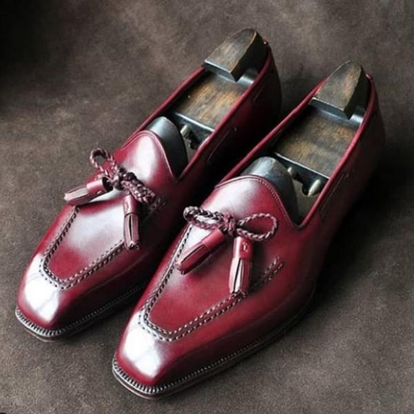 Rose red trendy classic men's loafers
