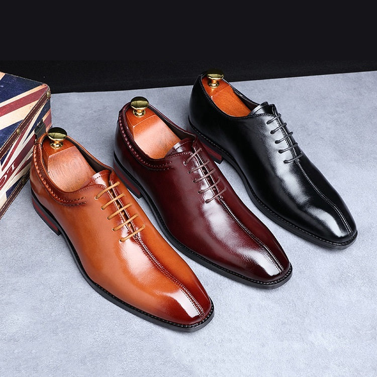 Fashion Simple Tricolor Square Toe Lace-Up Slip-On Oxford Shoes