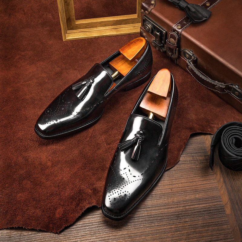 Men Loafers Shoes Top Quality Tassel Brogue Style Slip On Shoes