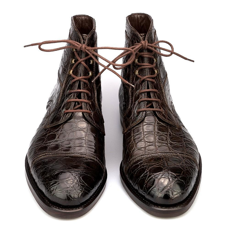 Fashion Designer Non-Slip Genuine Leather Lace Up Solid Men Boots
