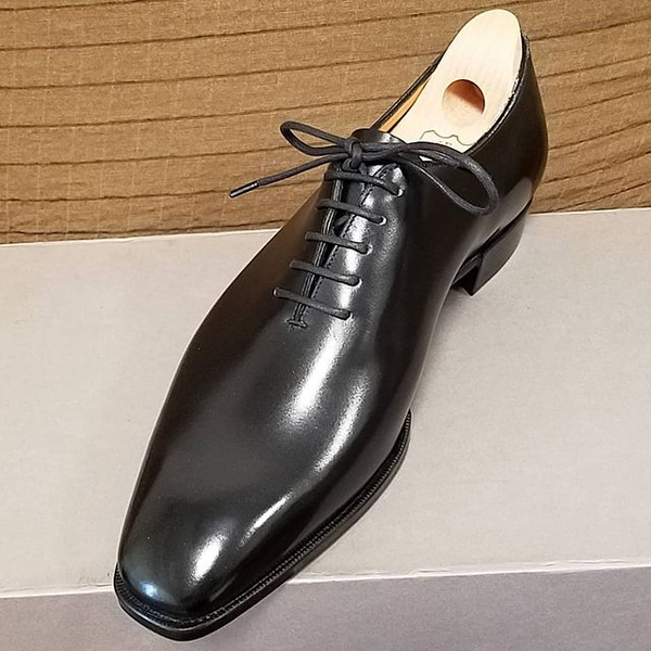 Men_s lace-up black handmade oxford shoes