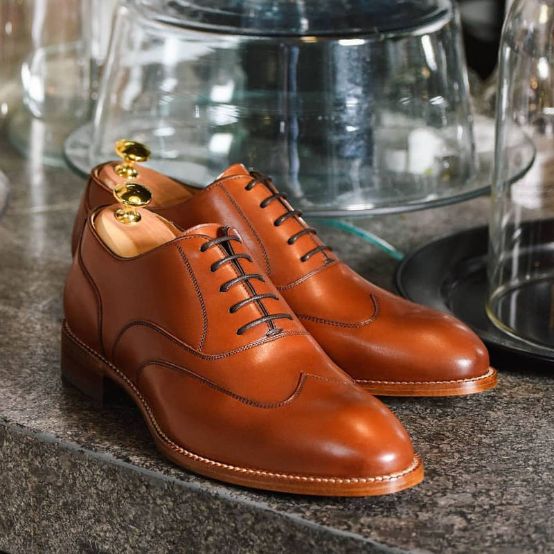 Pure brown classic Oxford trend leather shoes