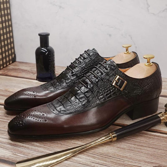 2021 new men's oxford shoes with pointed toe brown black classic men's formal shoes pattern leather formal men's shoes