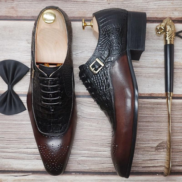 2021 new men's oxford shoes with pointed toe brown black classic men's formal shoes pattern leather formal men's shoes