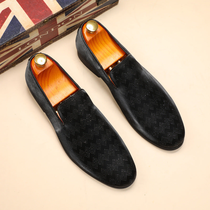 Suede Shiny Black Slip On Shoes