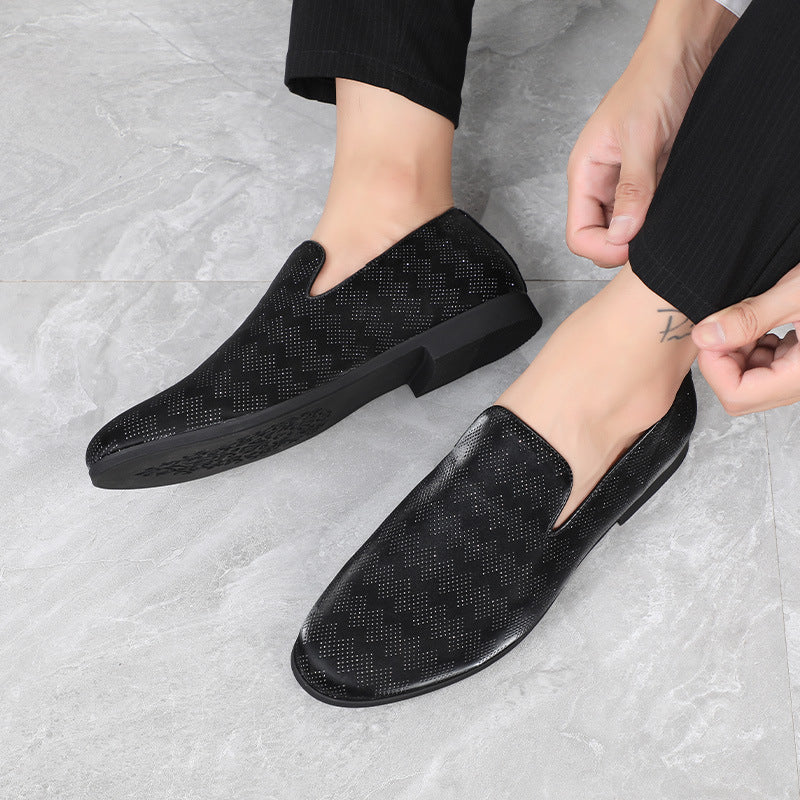 Suede Shiny Black Slip On Shoes