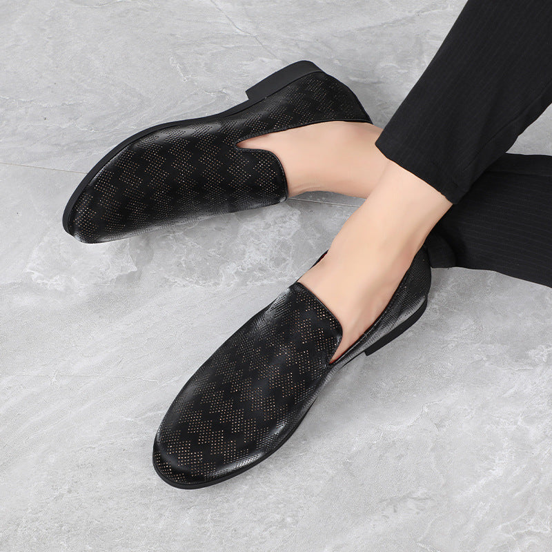 Suede Shiny Black Slip On Shoes