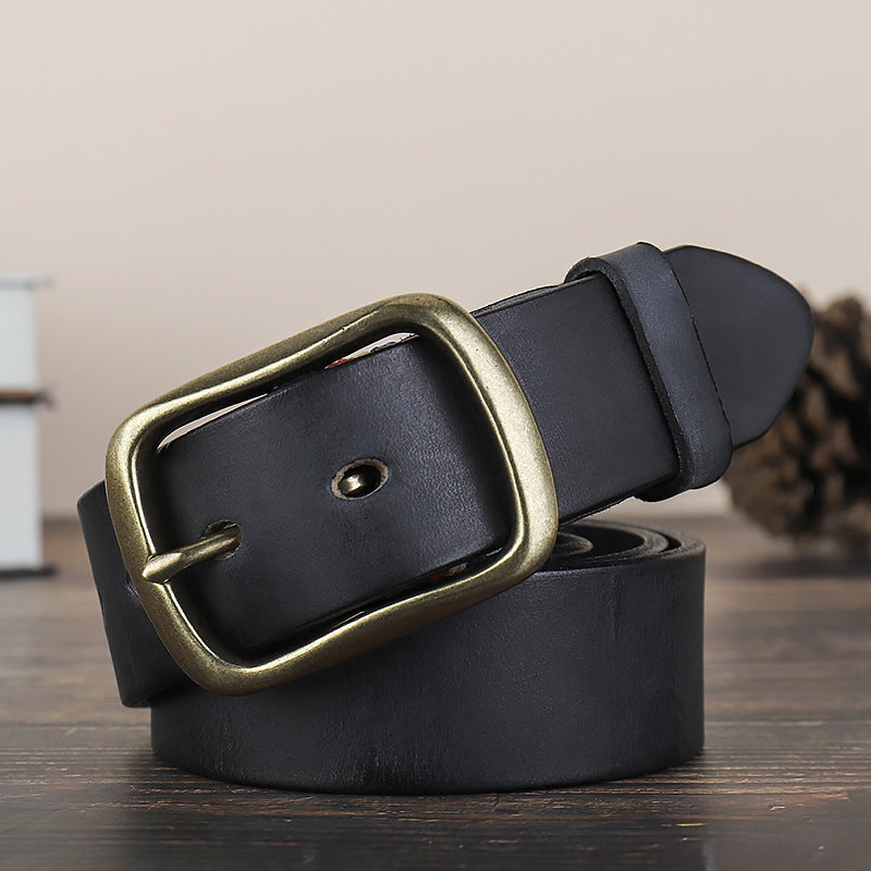 2022 new men's retro first layer cowhide copper buckle pin buckle belt（3 color）