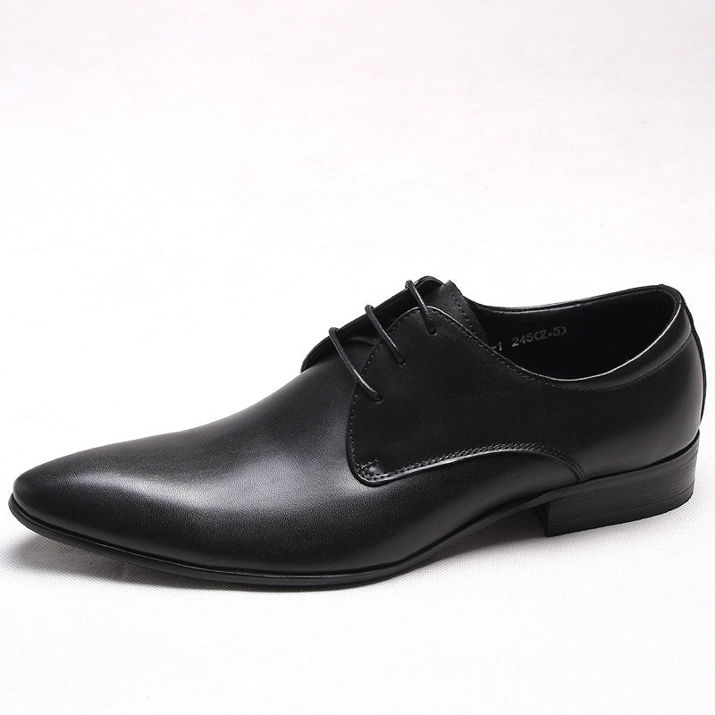 New Italian formal leather shoes pointed toe lace-up breathable business pedicure men's shoes