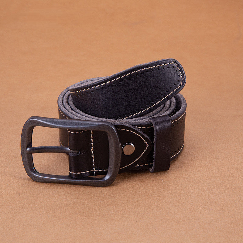 New men's belt top layer cowhide trousers belt alloy sun buckle