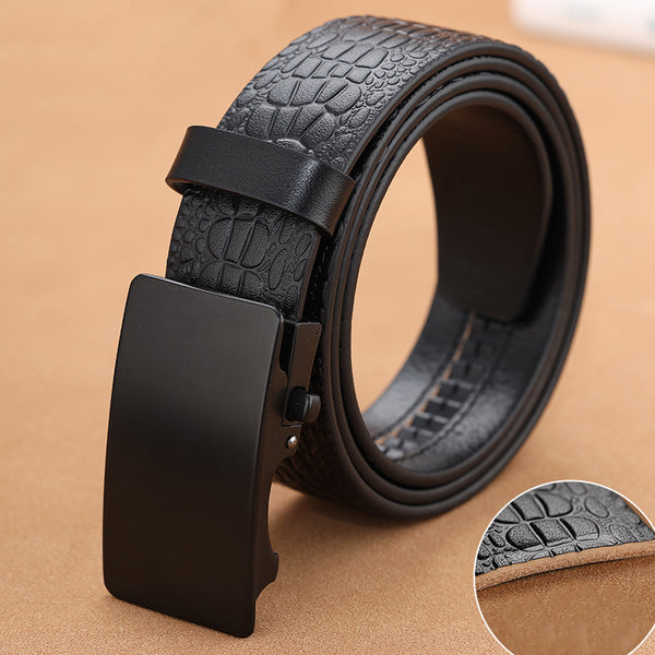 First layer cowhide leather belt business suit automatic buckle crocodile pattern belt