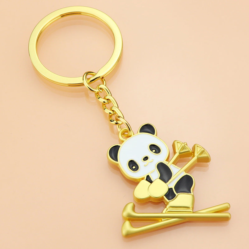 Pendant Ski Panda Keychain Small Gift