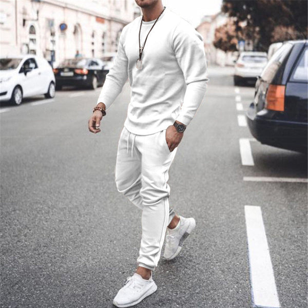 White Sports Casual Short Sleeve Two-piece Suit
