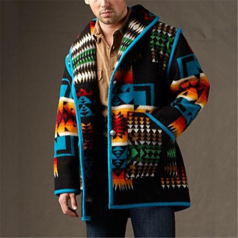Printed Fashion Lapel Fleece Jacket
