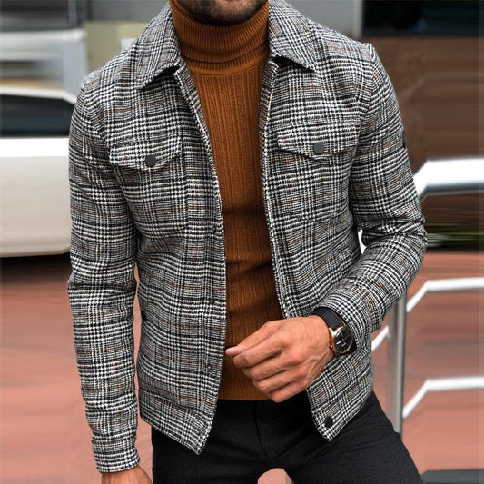 2022 Slim Casual Fashion Autumn Plaid Men's Jacket Top