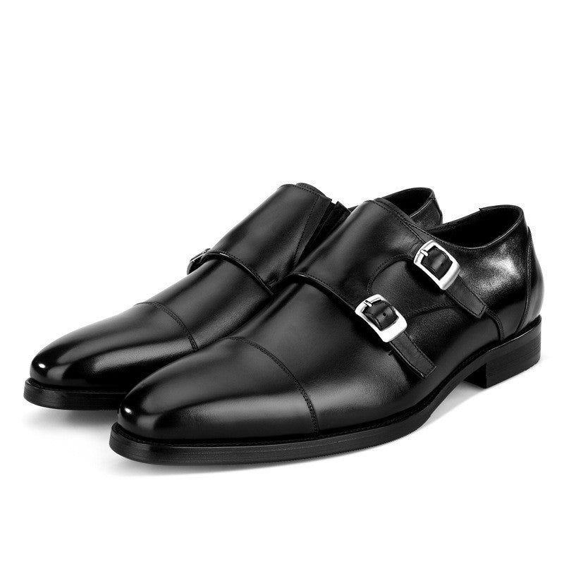 leather fashion monk shoes