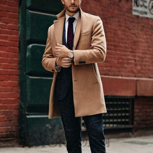 men's mid-length double-sided woolen coat autumn and winter woolen coat