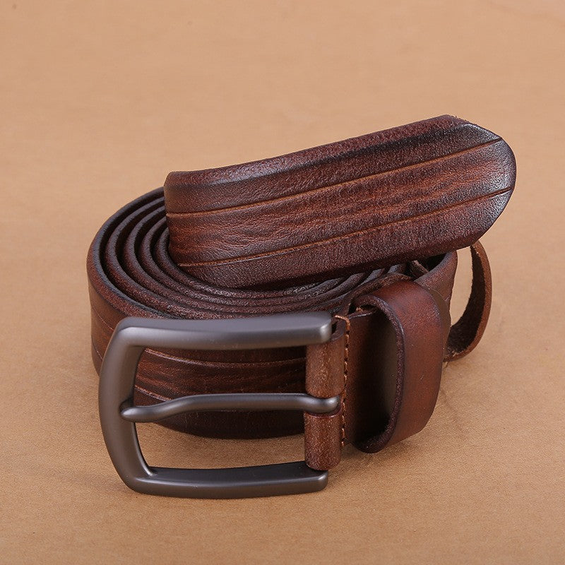 First layer cowhide belt men's pin buckle retro fashion casual trend belt