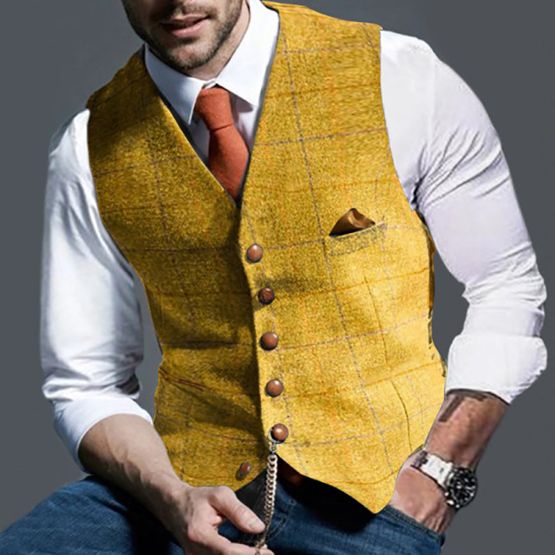 2021 autumn and winter new temperament fashion check vest vest （2colors）