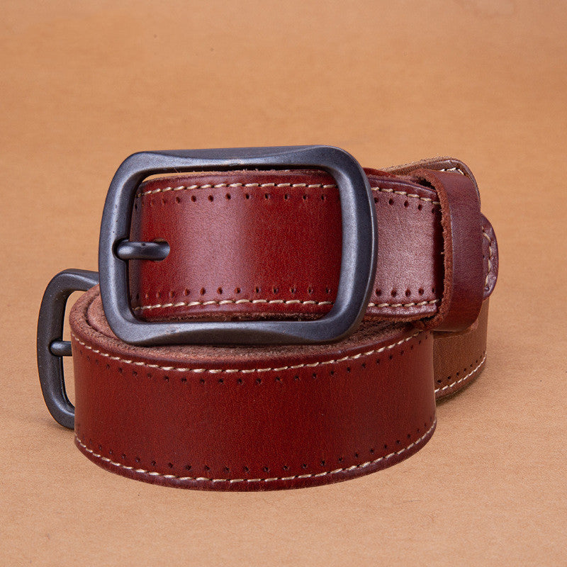 New men's belt top layer cowhide trousers belt alloy sun buckle