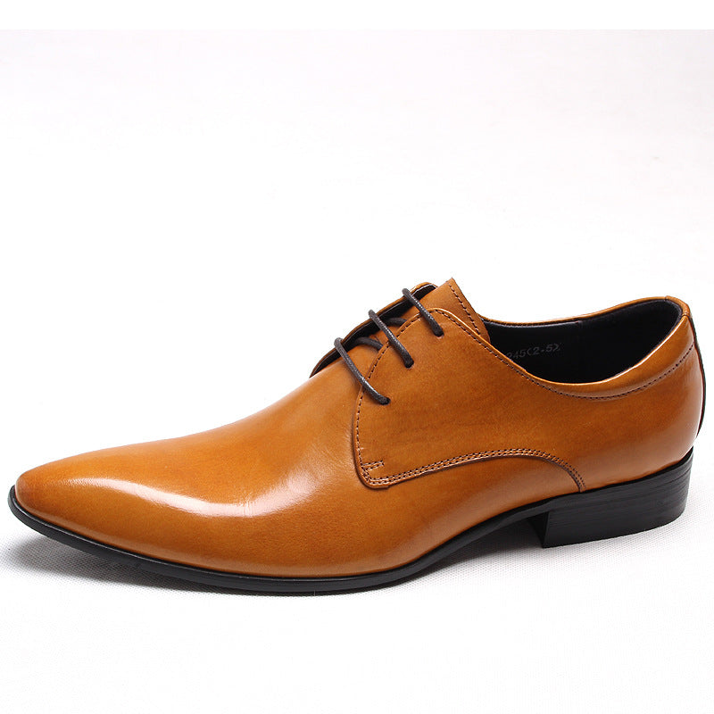 New Italian formal leather shoes pointed toe lace-up breathable business pedicure men's shoes