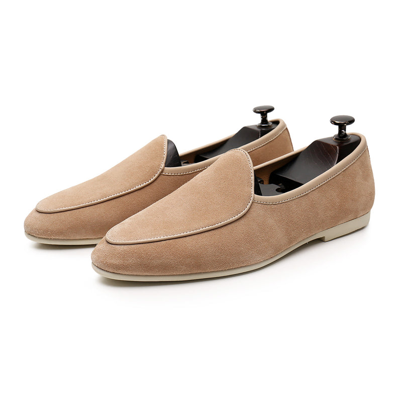 British retro loafers casual leather shoes slip-on suede pointed toe loafers