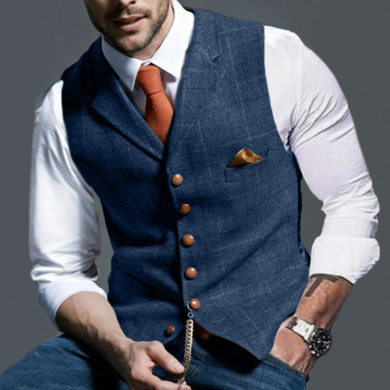 2021 Fall Men's Vest Vest Casual Check Slim Jacket（7colors）