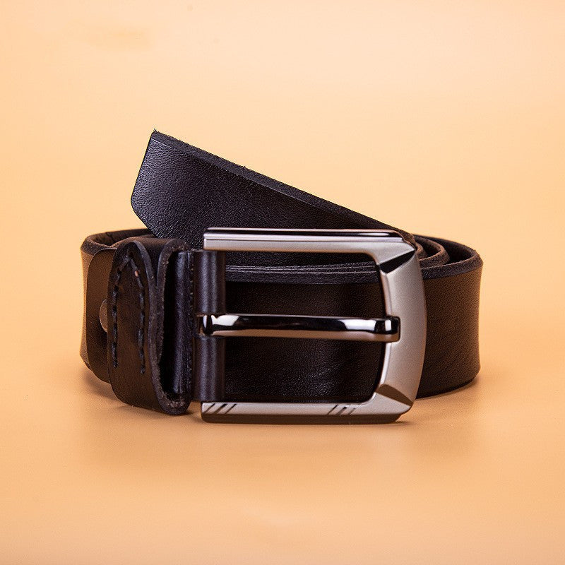 New top layer cowhide belt men's alloy pin buckle wide belt