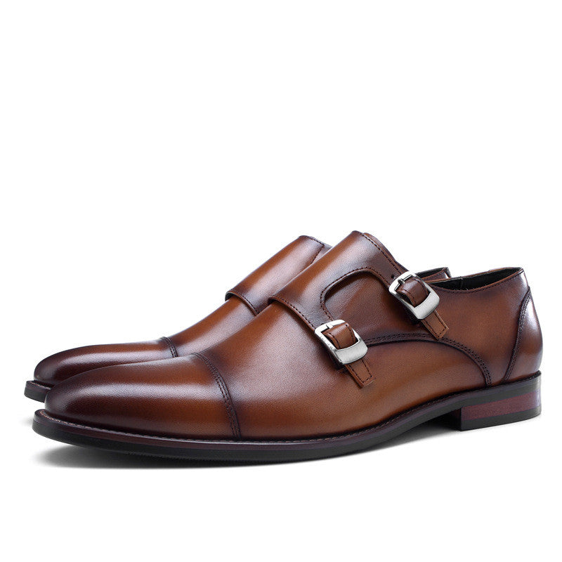 leather fashion monk shoes