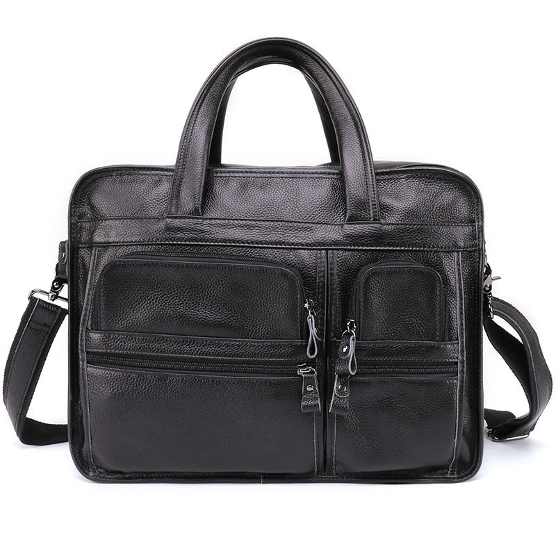 Casual Vintage Leather Men's Briefcase 15.6 Inch Business Handbag One Shoulder Messenger Bag