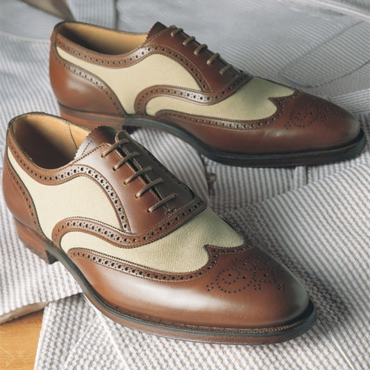 Color-blocking breathable and comfortable Italian lace-up classic handmade oxford shoes