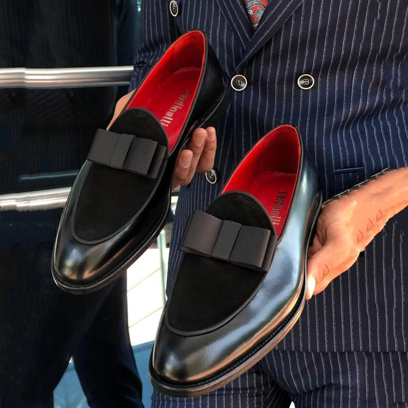 BLACK CLASSIC BOW LOAFERS