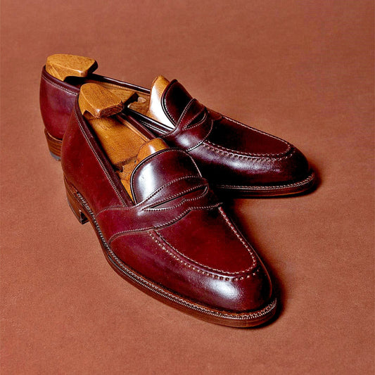 Red-brown classic handmade mask men's loafers leather shoes