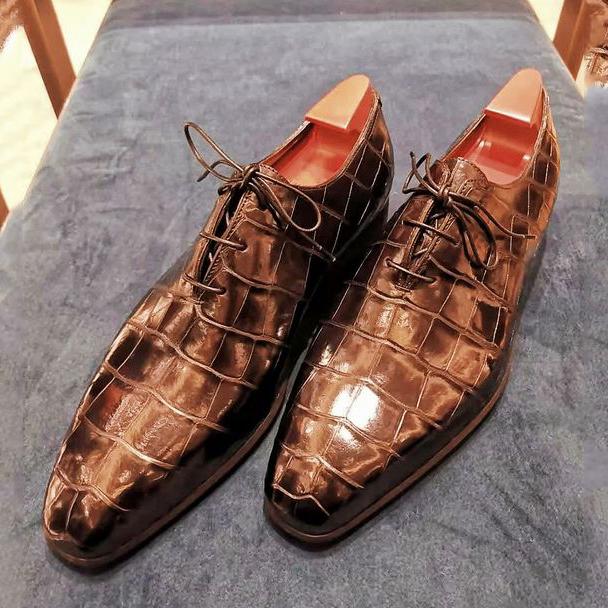 Pattern handmade Italian Oxford leather shoes