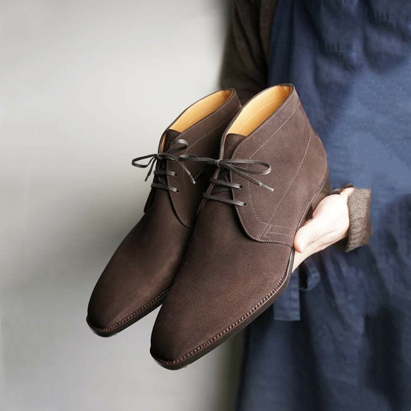 Brown classic suede lace chukka boots