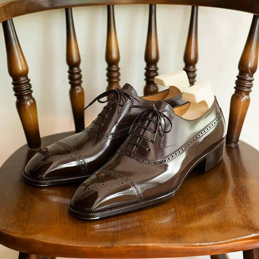 Leather Handmade Chestnut Brogue Dress Shoes