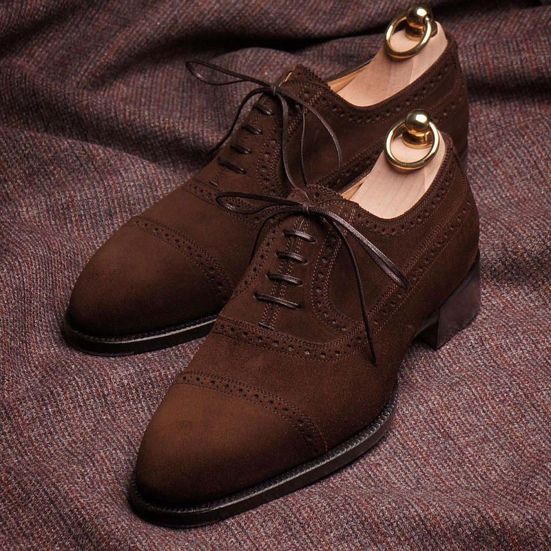 Classic Brown Suede Men's Premium Brogue Oxford Shoes