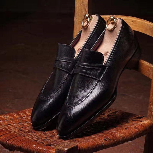 Italian black high class mask leather shoes for men
