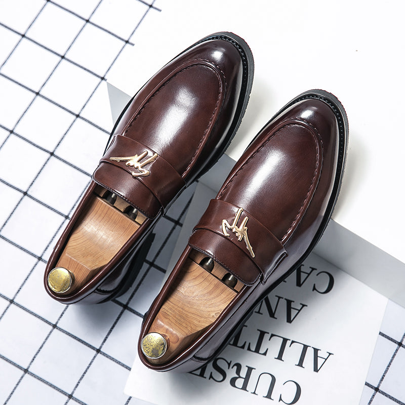 Brown and black leather shoes men's casual shoes
