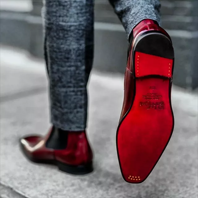 Red high-top Chelsea boots