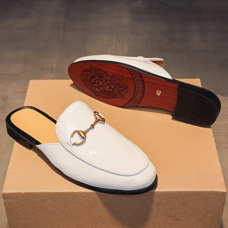 Men's casual leather slip on shoes slippers