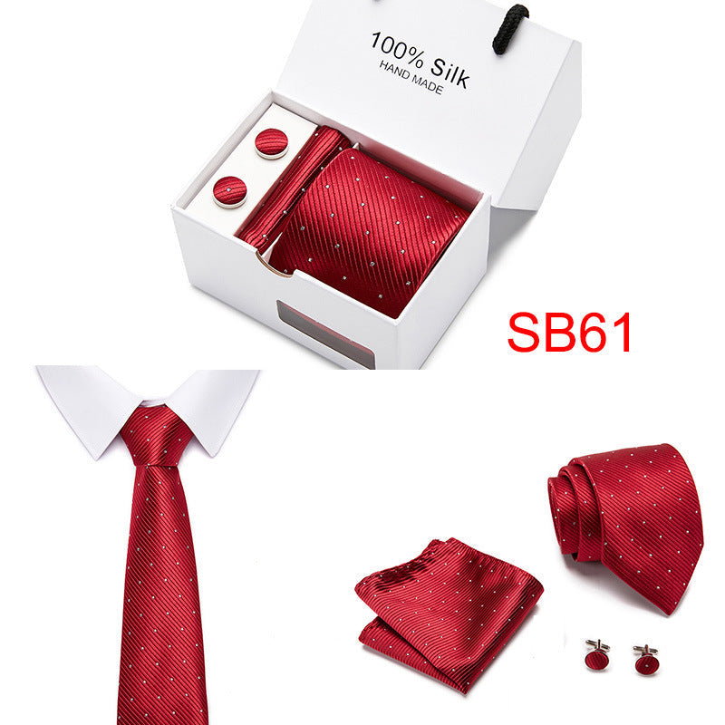 New Business Handmade Tie Pocket Square Cufflinks Sets-SB61