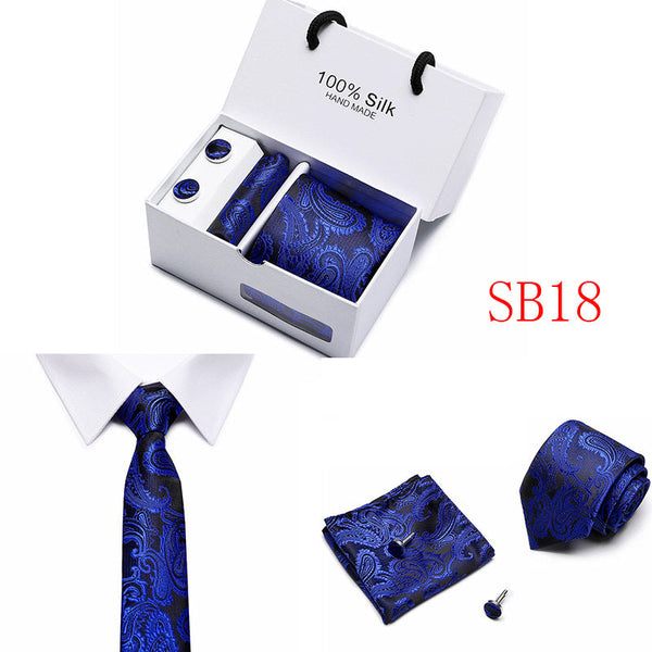New Business Handmade Tie Pocket Square Cufflinks Sets-SB18