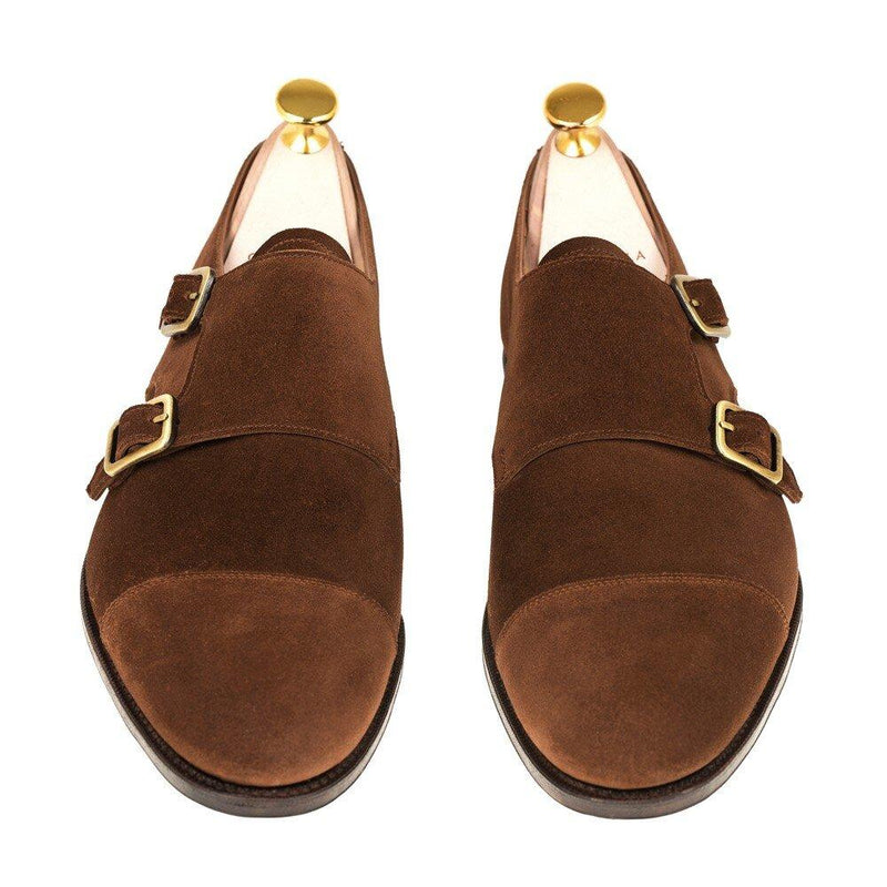 Unlined Double Monk Straps-Brown Suede
