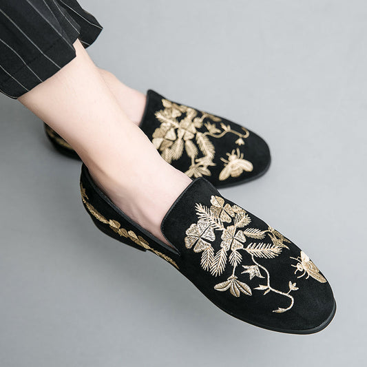 leather shoes hand embroidered fashion shoes