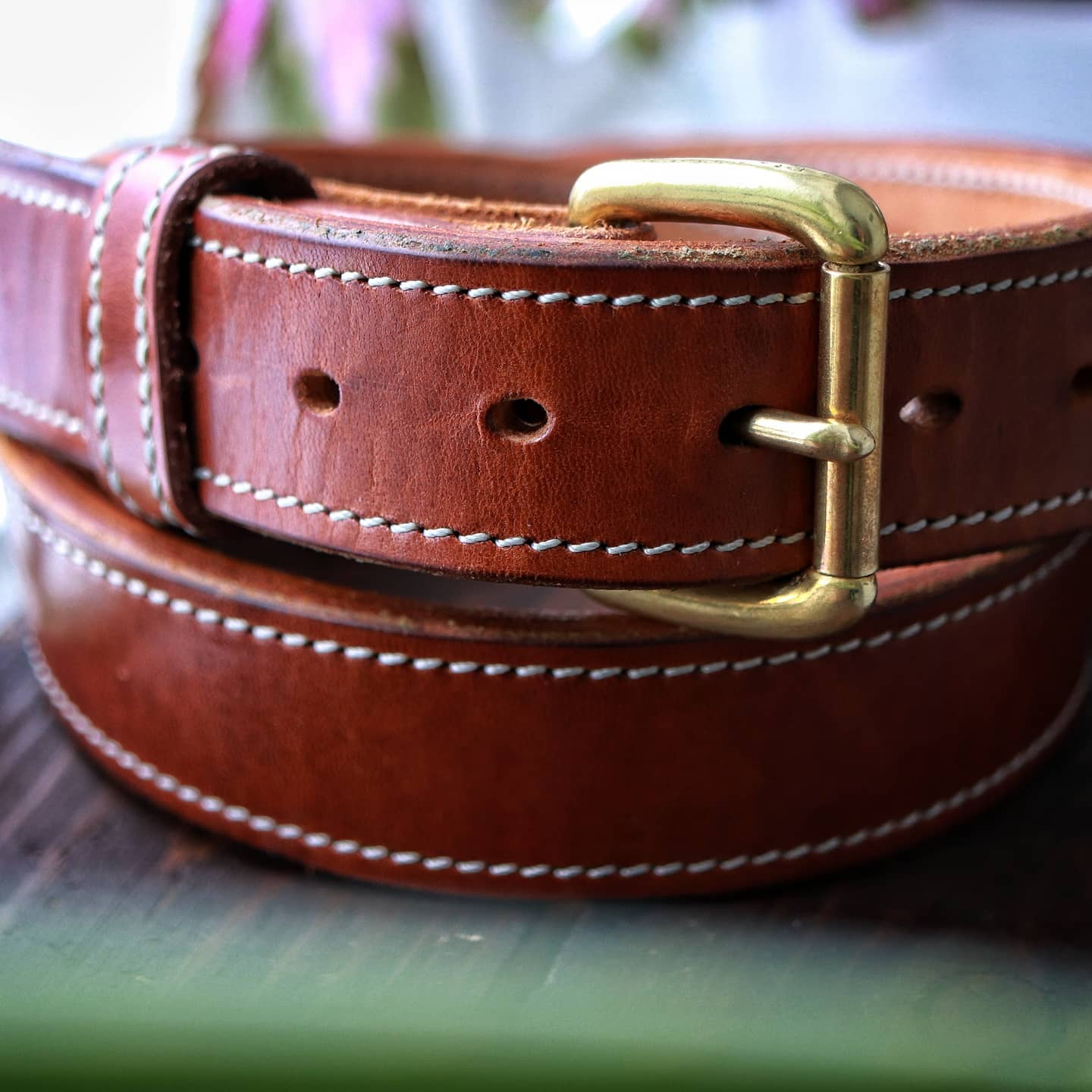 Brown Distressed Men's Leather Belt