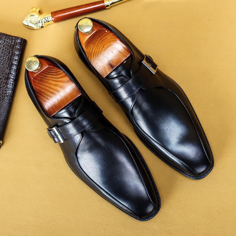 Genuine Leather Casual Pointed Toe Buckle Formak Shoes